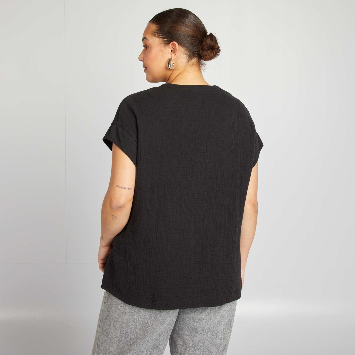 Blouse en double gaze de coton NOIR