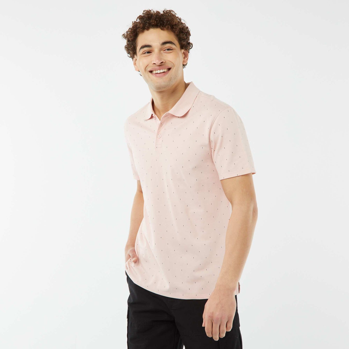 Polo en piqué de coton avec imprimé ROSE