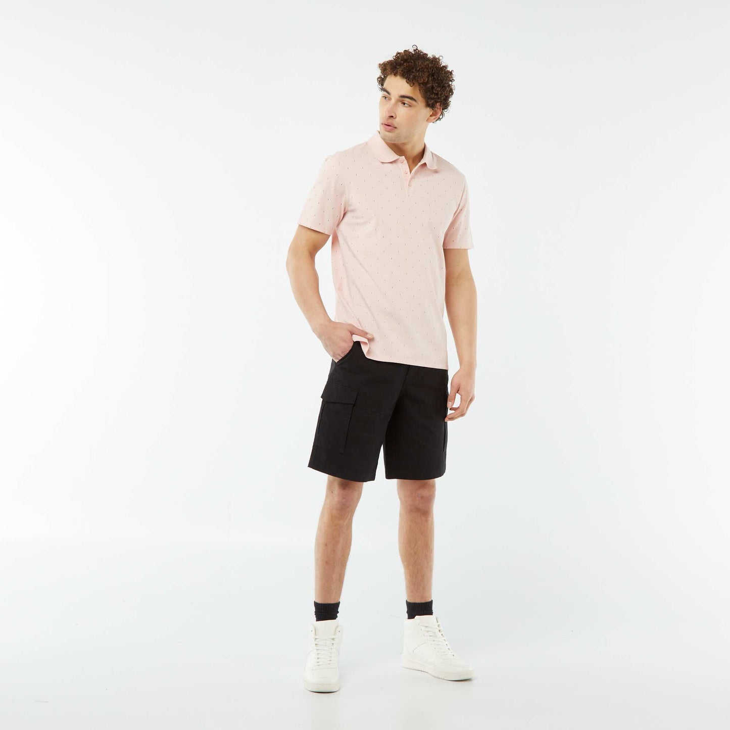 Polo en piqué de coton avec imprimé ROSE