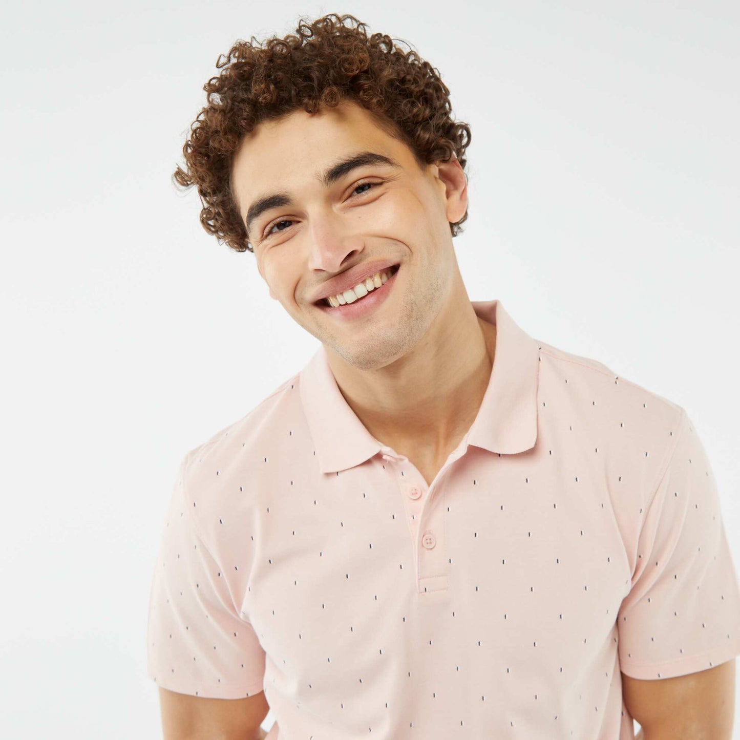 Polo en piqué de coton avec imprimé ROSE