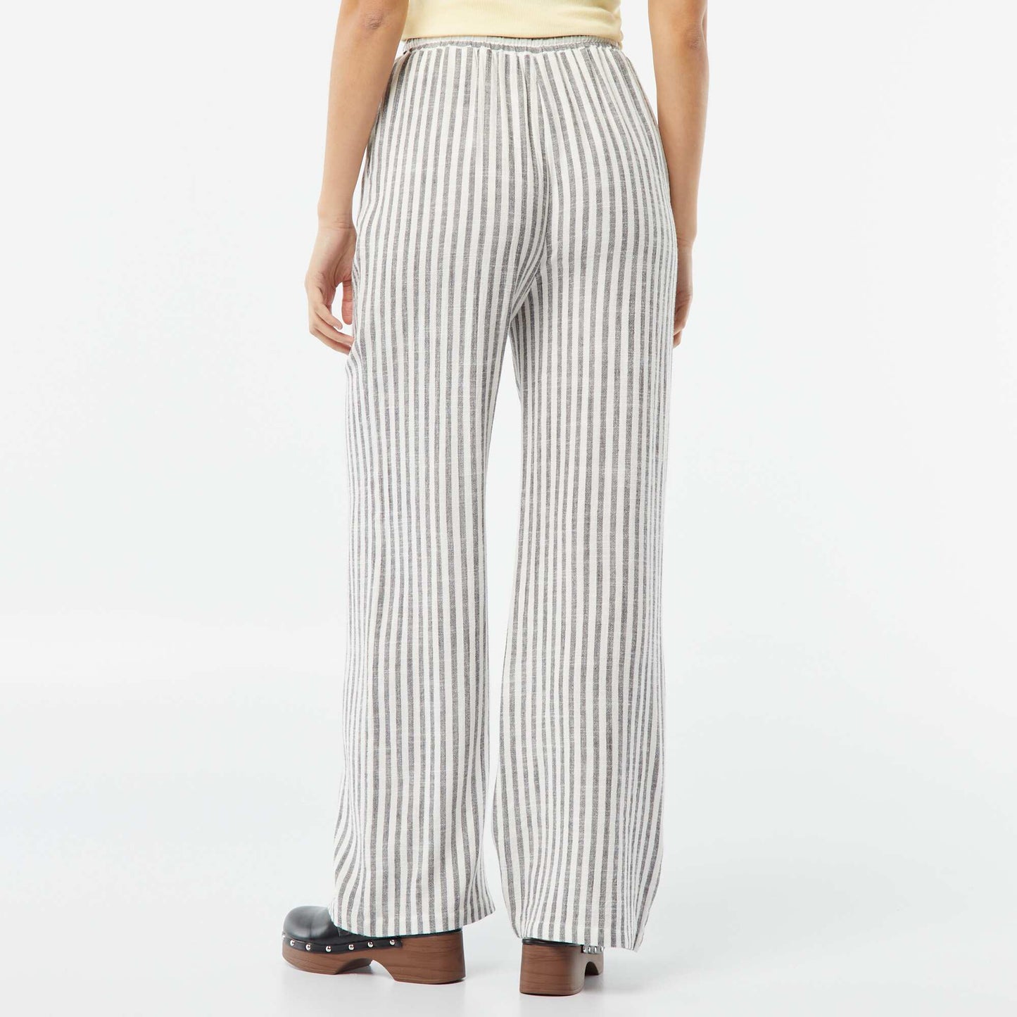 Pantalon large en lin mélangé GRIS RAYé