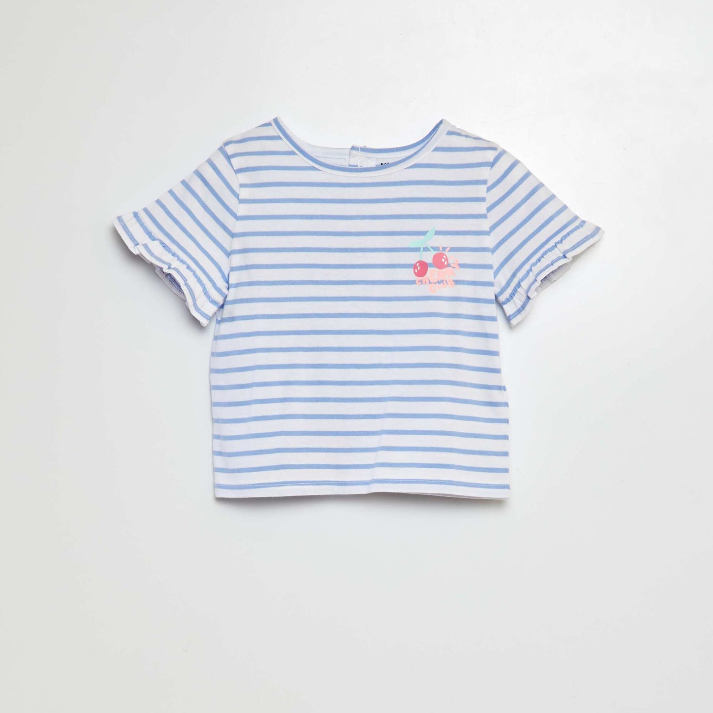 T-shirt manches courtes volantées à imprimé BLANC