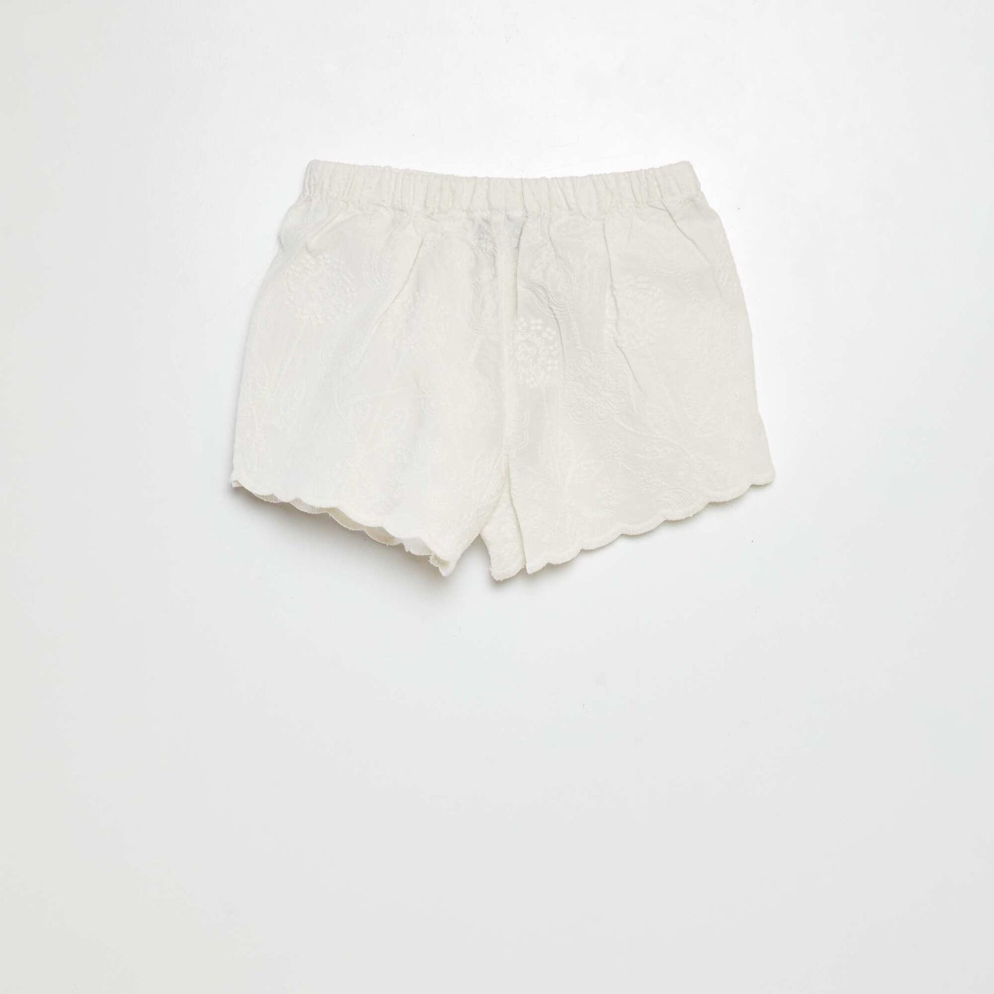Short en voile coton avec broderies anglaises BLANC