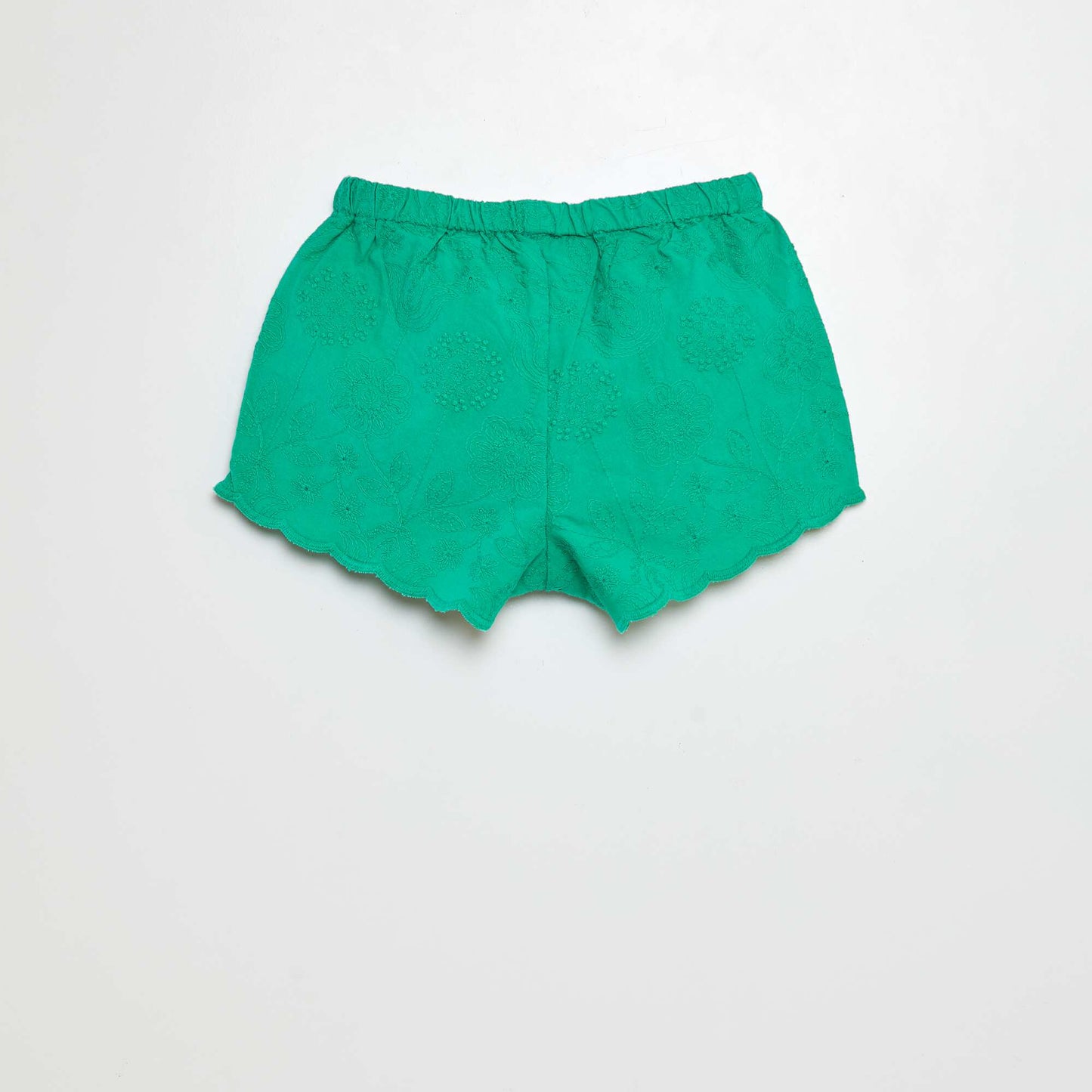 Short en voile coton avec broderies anglaises VERT