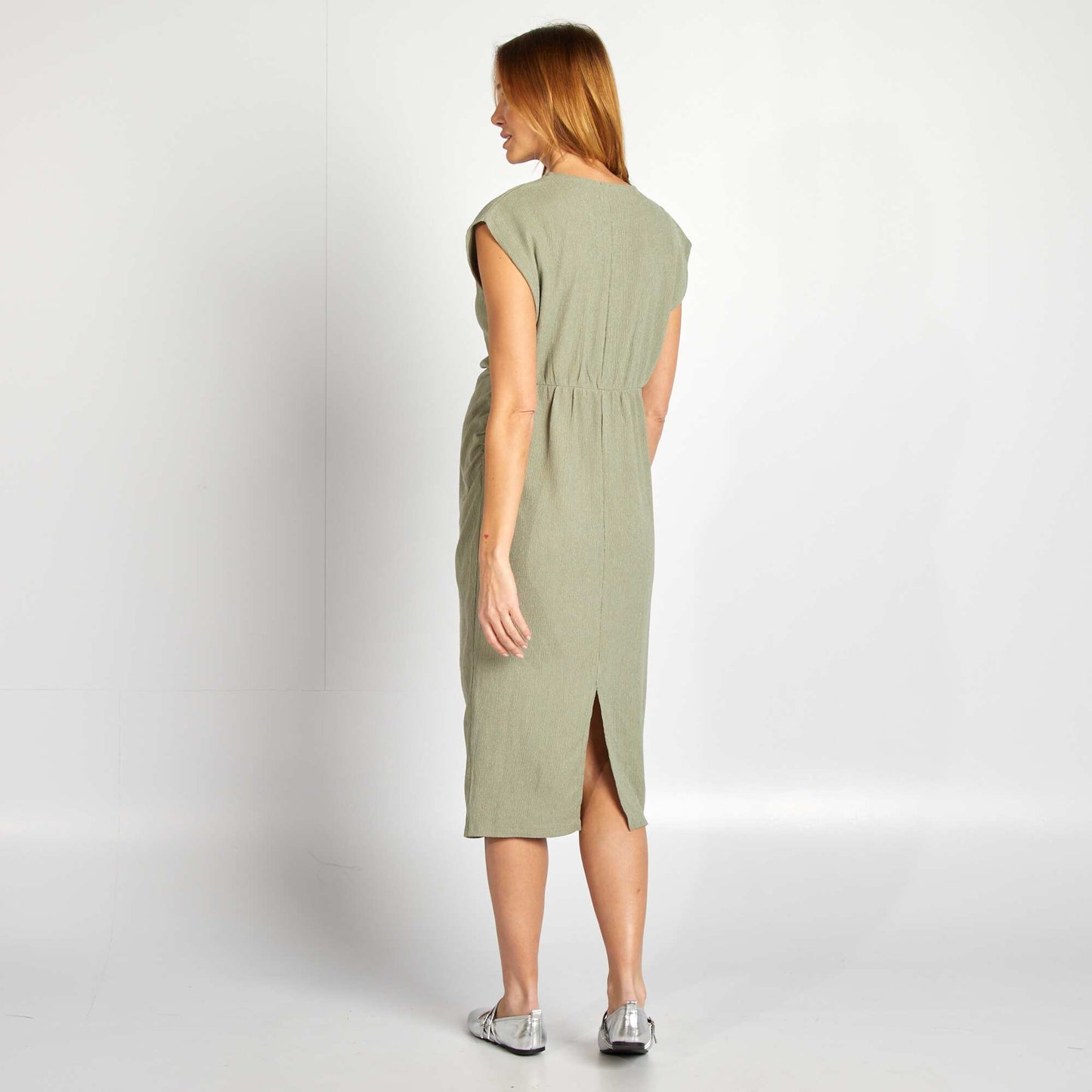 Robe en maille crêpe mi-longue VERT