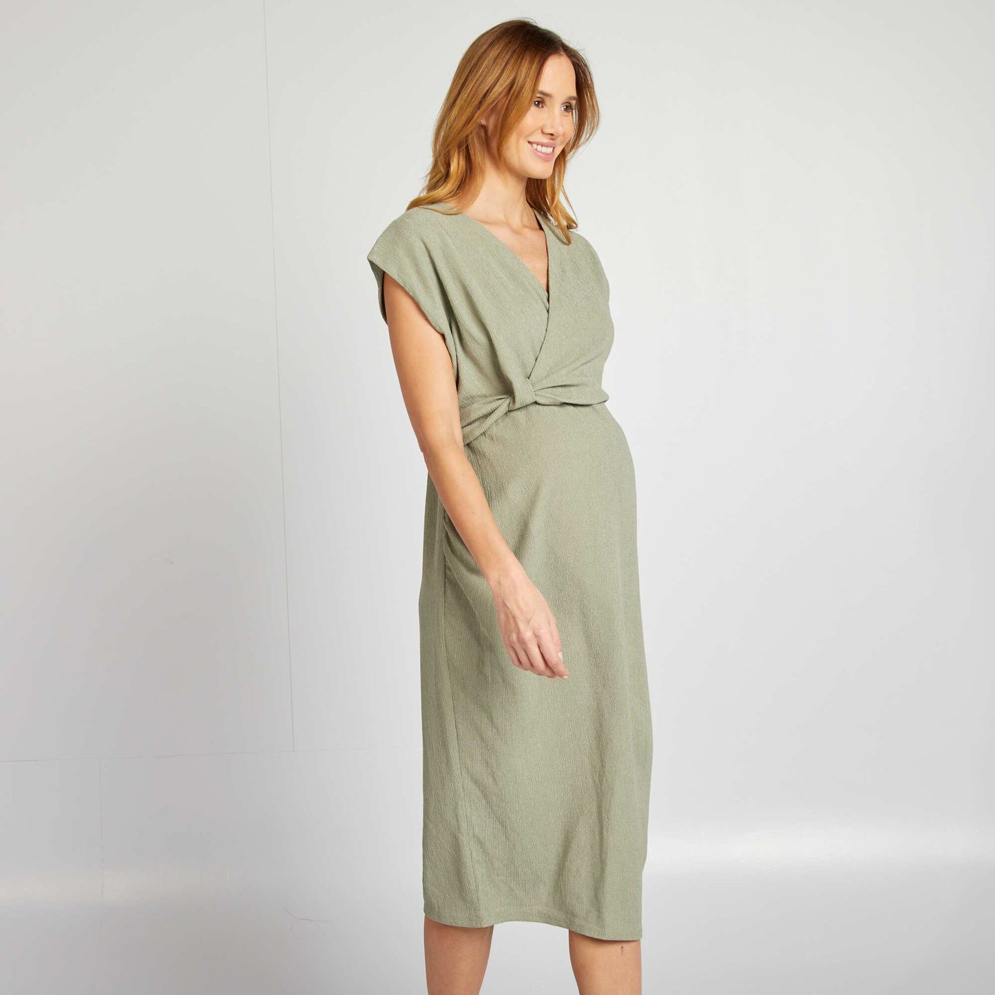 Robe en maille crêpe mi-longue VERT