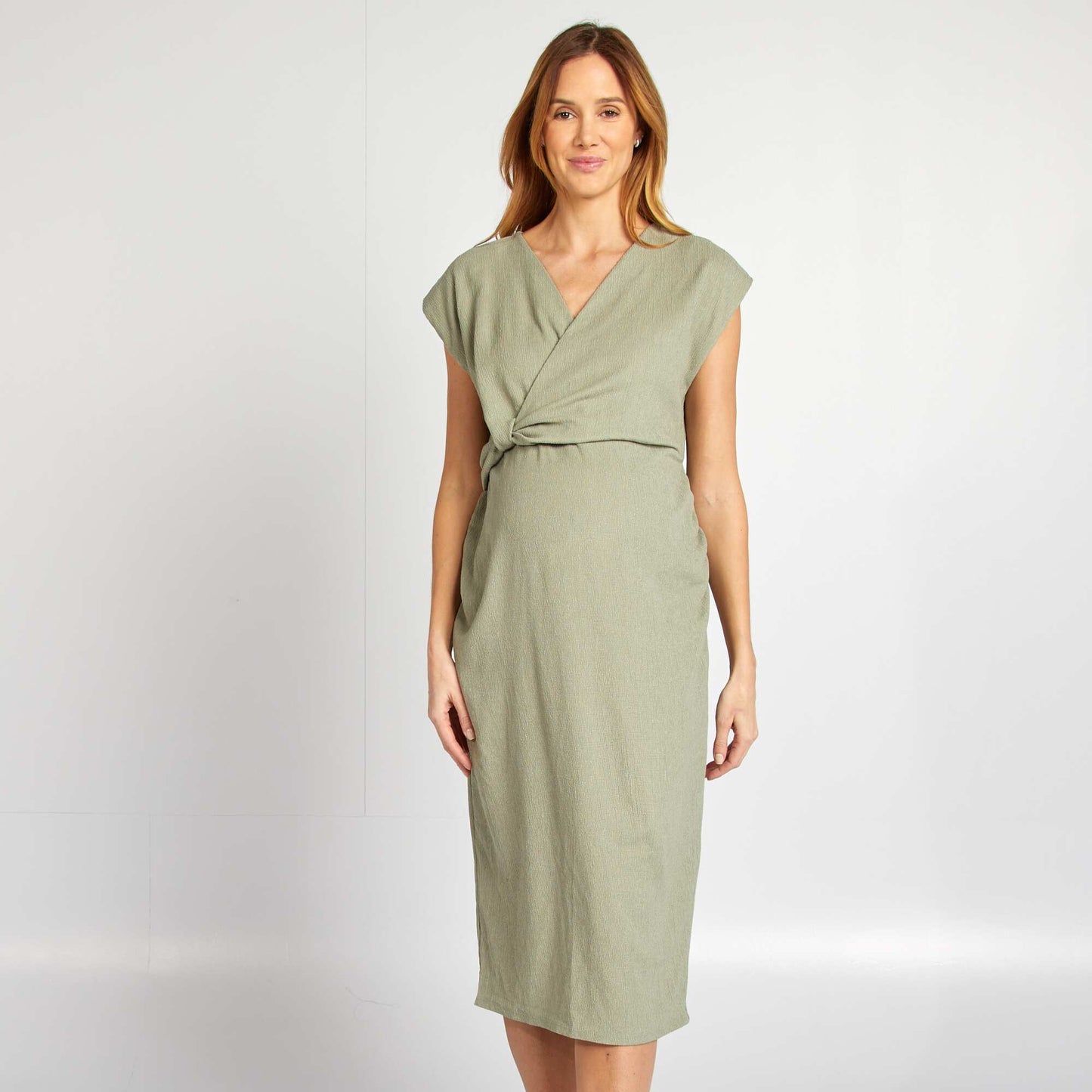 Robe en maille crêpe mi-longue VERT