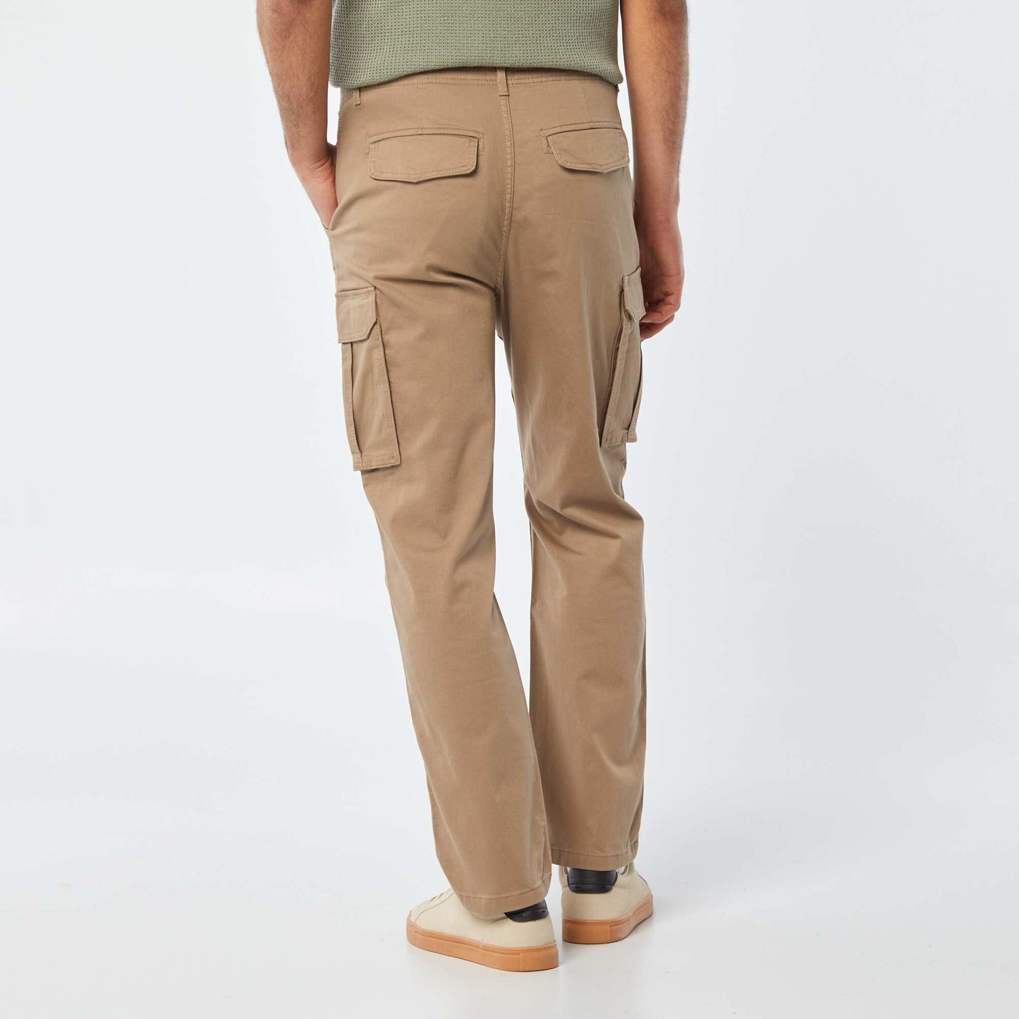 Pantalon multi-poches en dobby MARRON