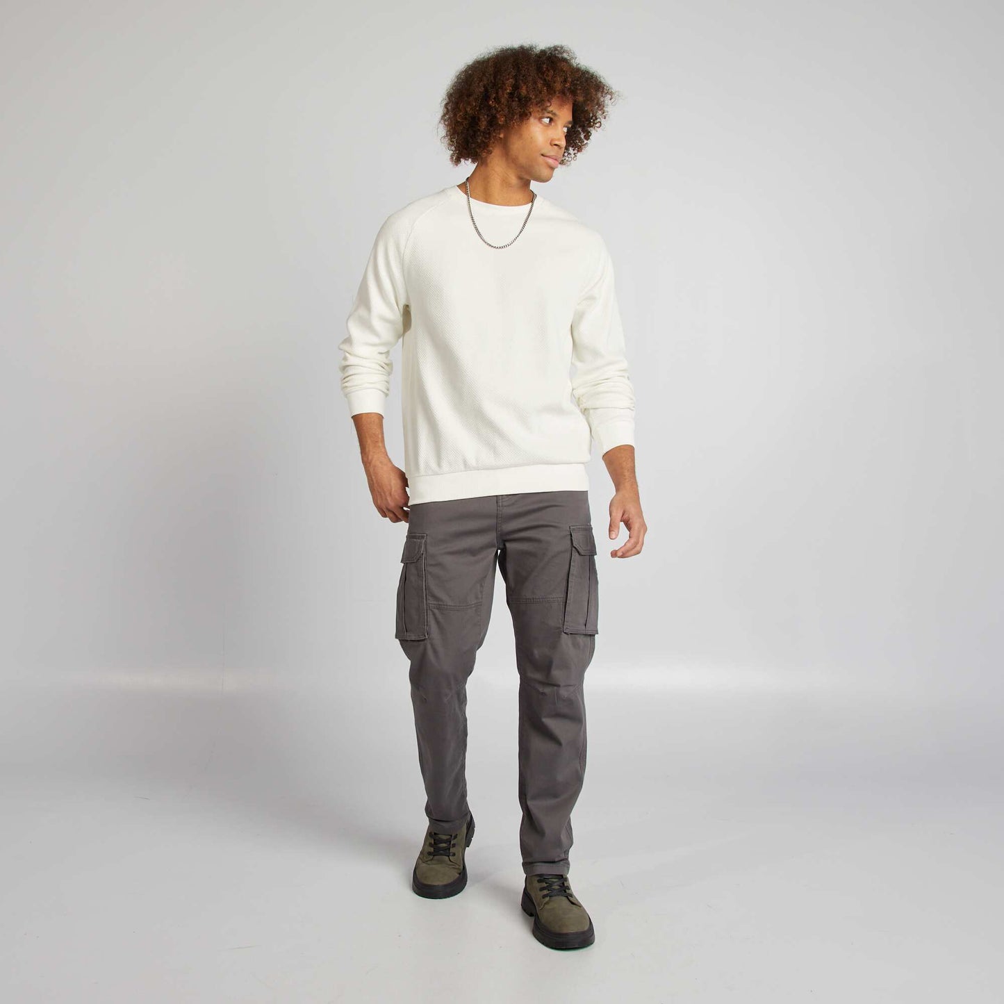 Pantalon multi-poches en dobby GRIS