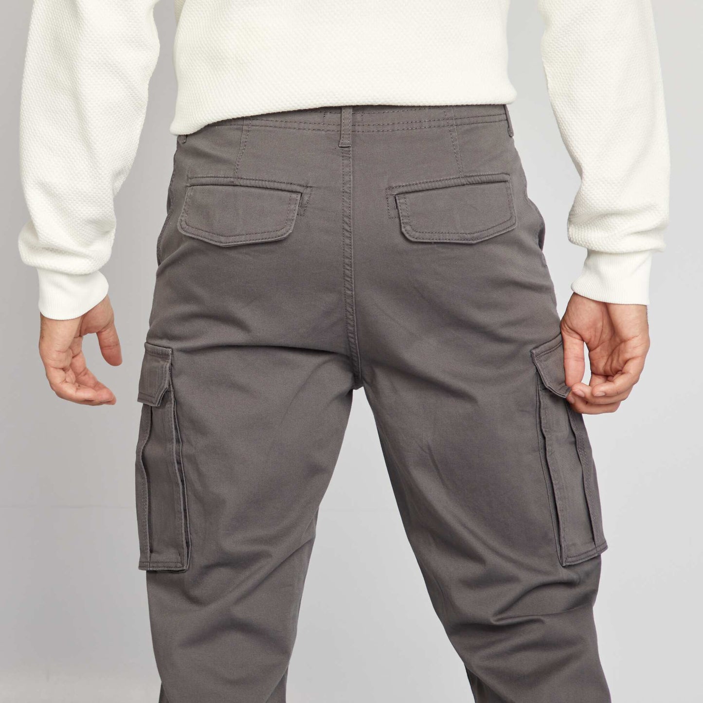 Pantalon multi-poches en dobby GRIS