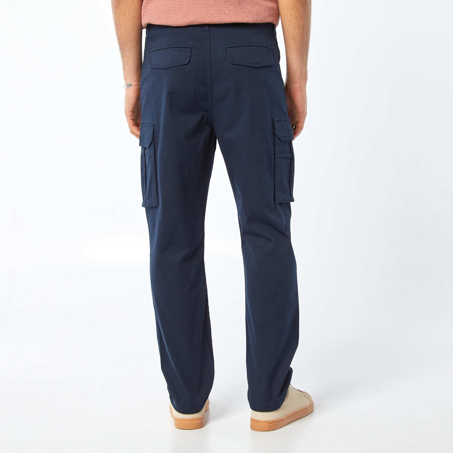 Pantalon multi-poches en dobby BLEU