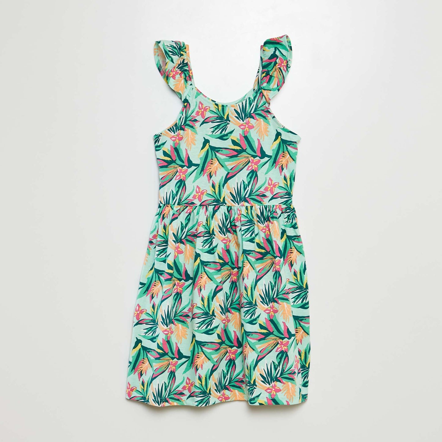 Robe à bretelles volantées à motif VERT