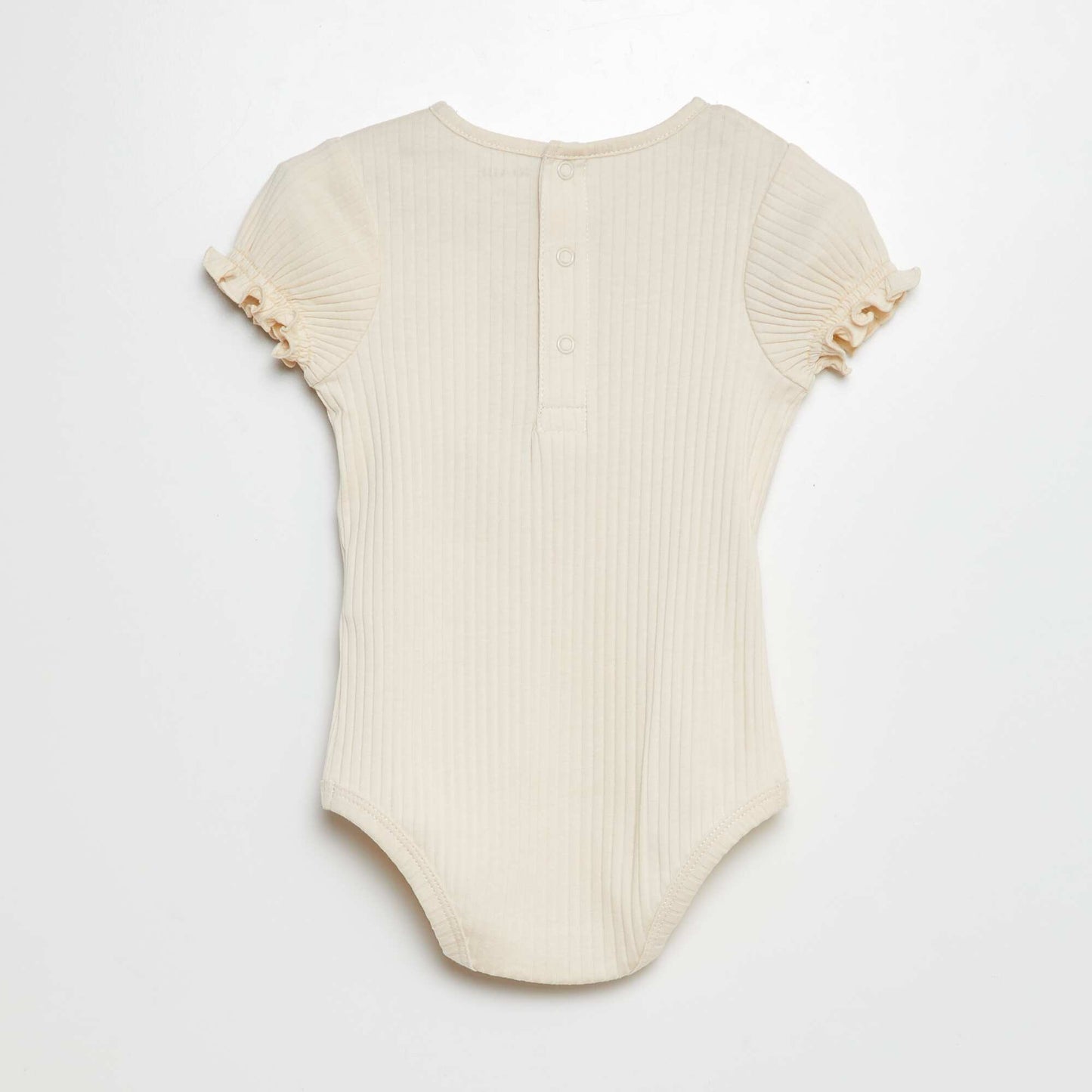 Body côtelé à motif floral BLANC