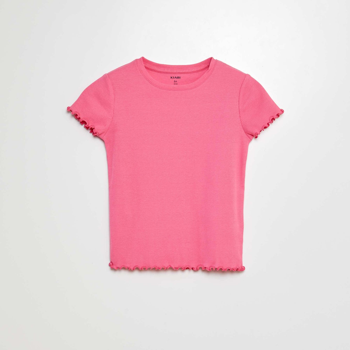 T-shirt côtelé bords ondulés ROSE
