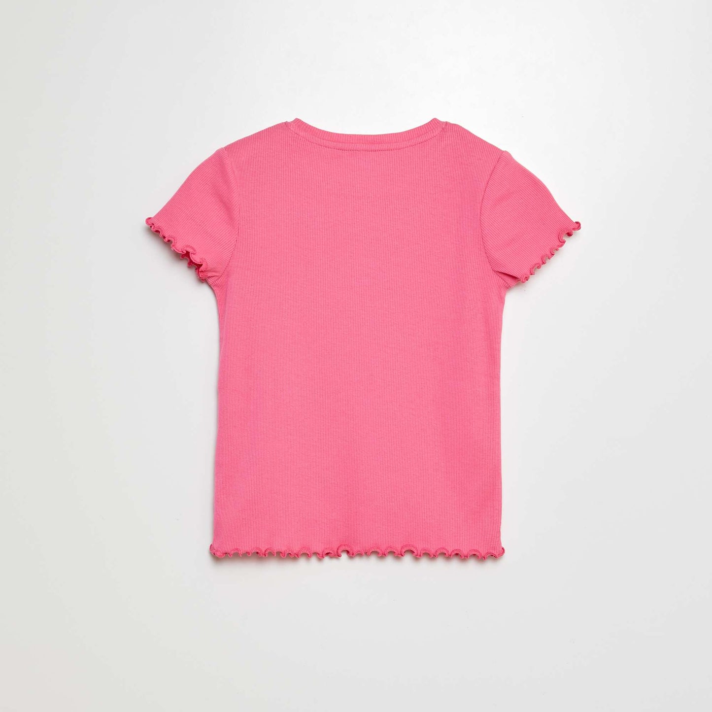 T-shirt côtelé bords ondulés ROSE