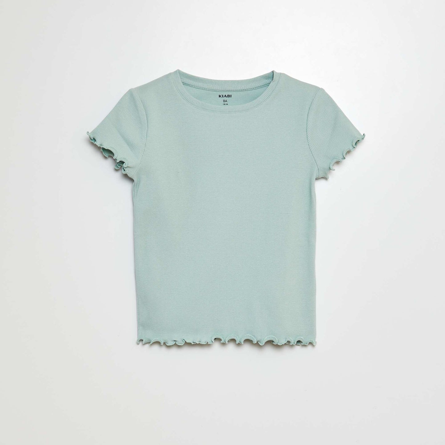 T-shirt côtelé bords ondulés VERT