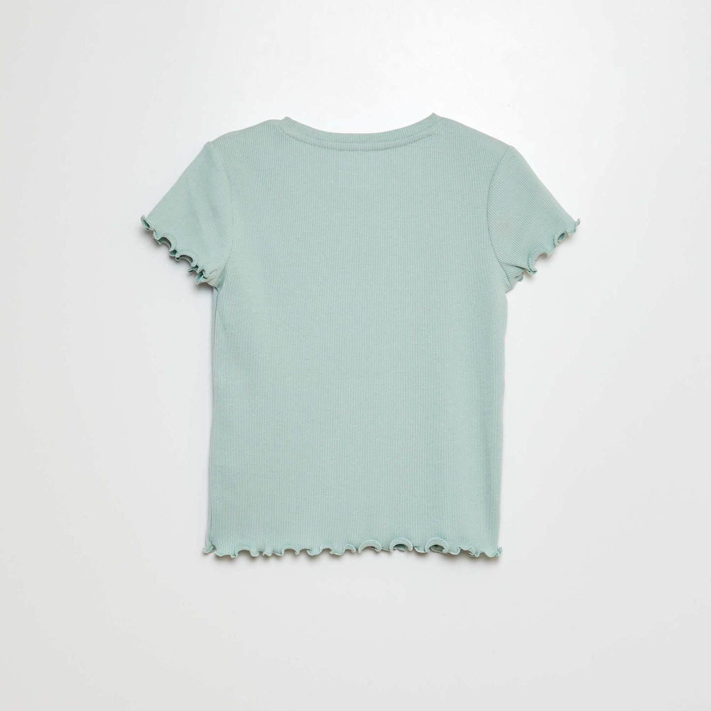 T-shirt côtelé bords ondulés VERT