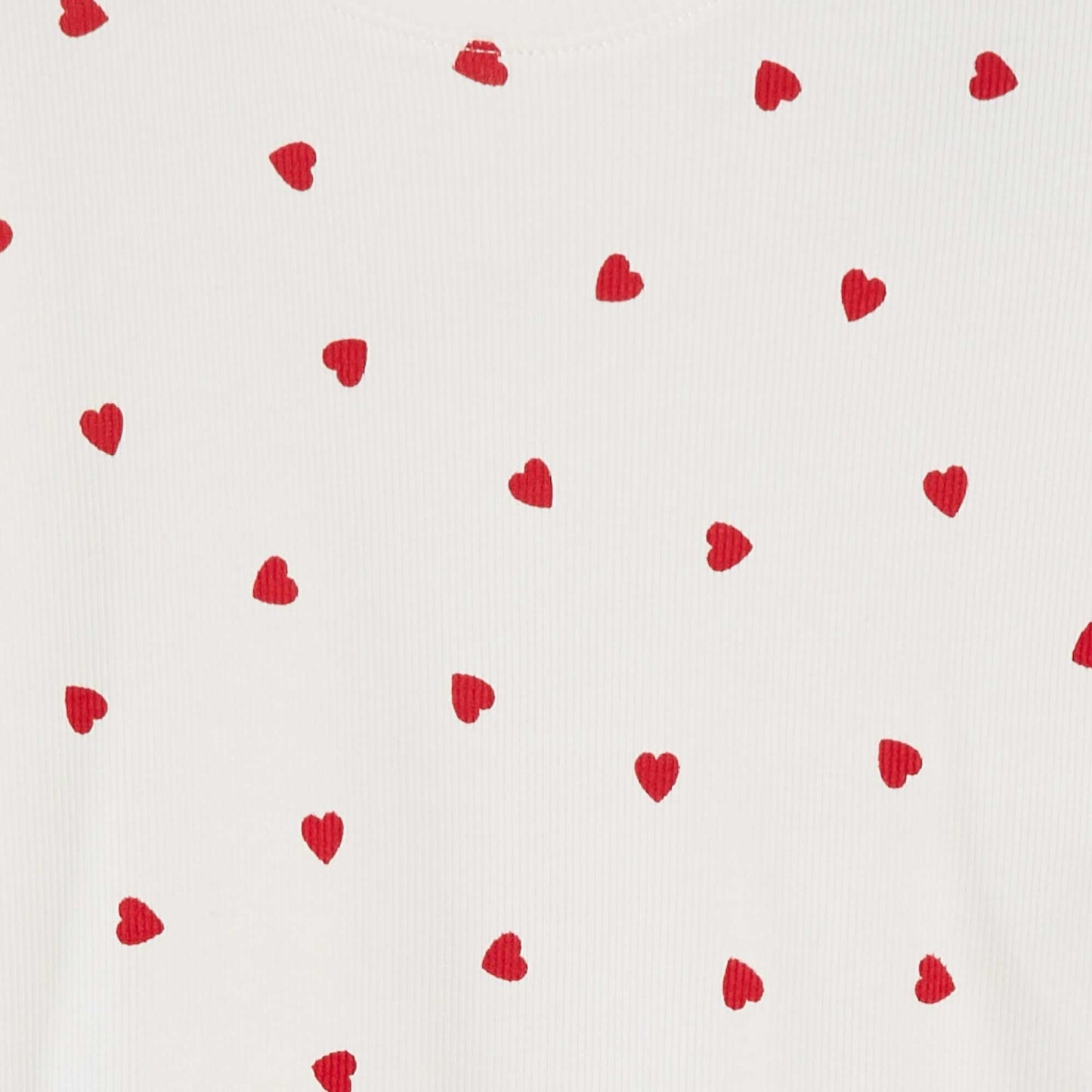 T-shirt côtelé avec bords ondulés et motifs BLANC