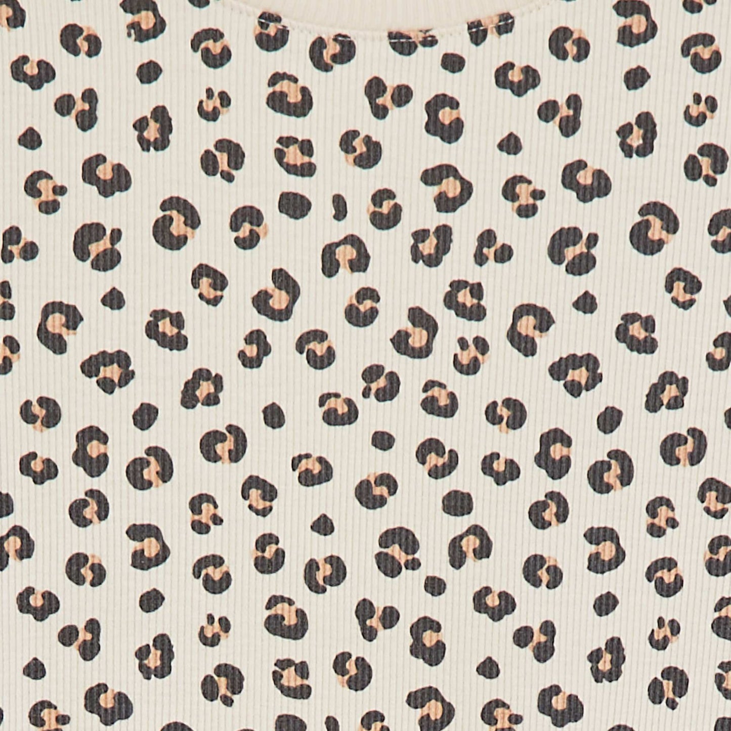 T-shirt côtelé avec bords ondulés et motifs BEIGE