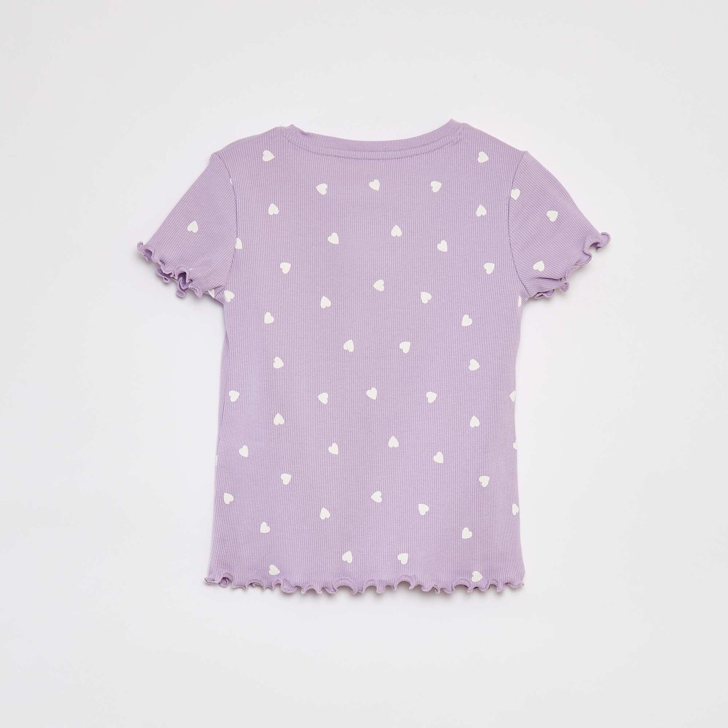 T-shirt côtelé avec bords ondulés et motifs VIOLET