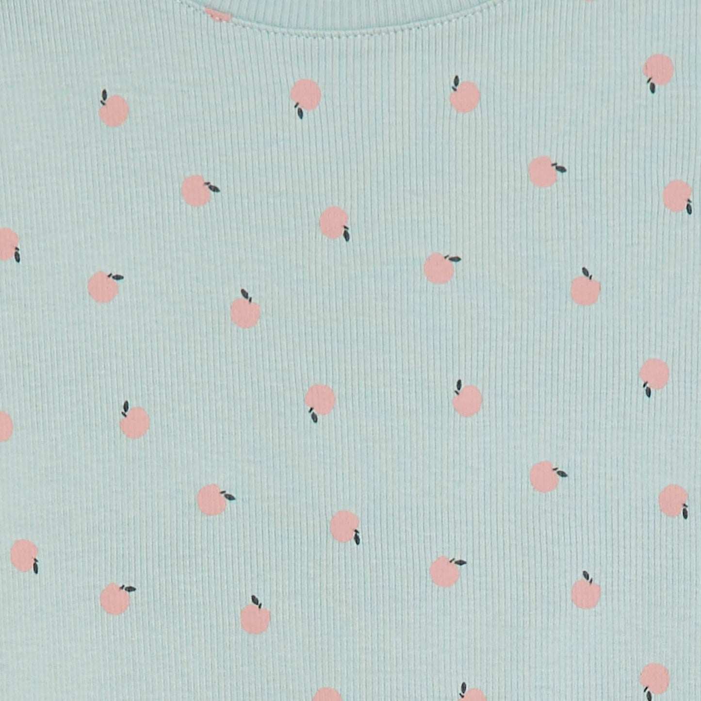 T-shirt côtelé avec bords ondulés et motifs VERT