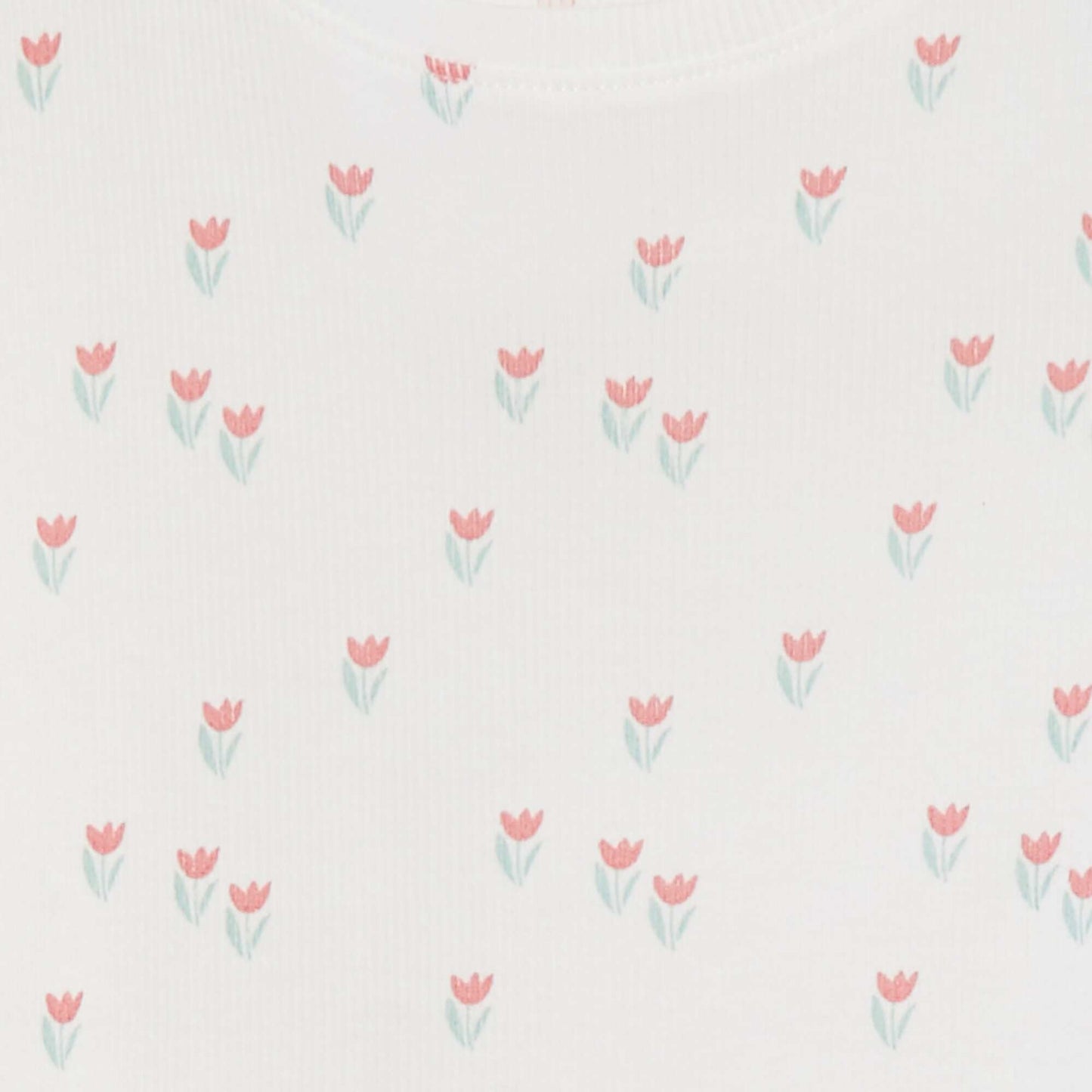 T-shirt côtelé avec bords ondulés et motifs BLANC