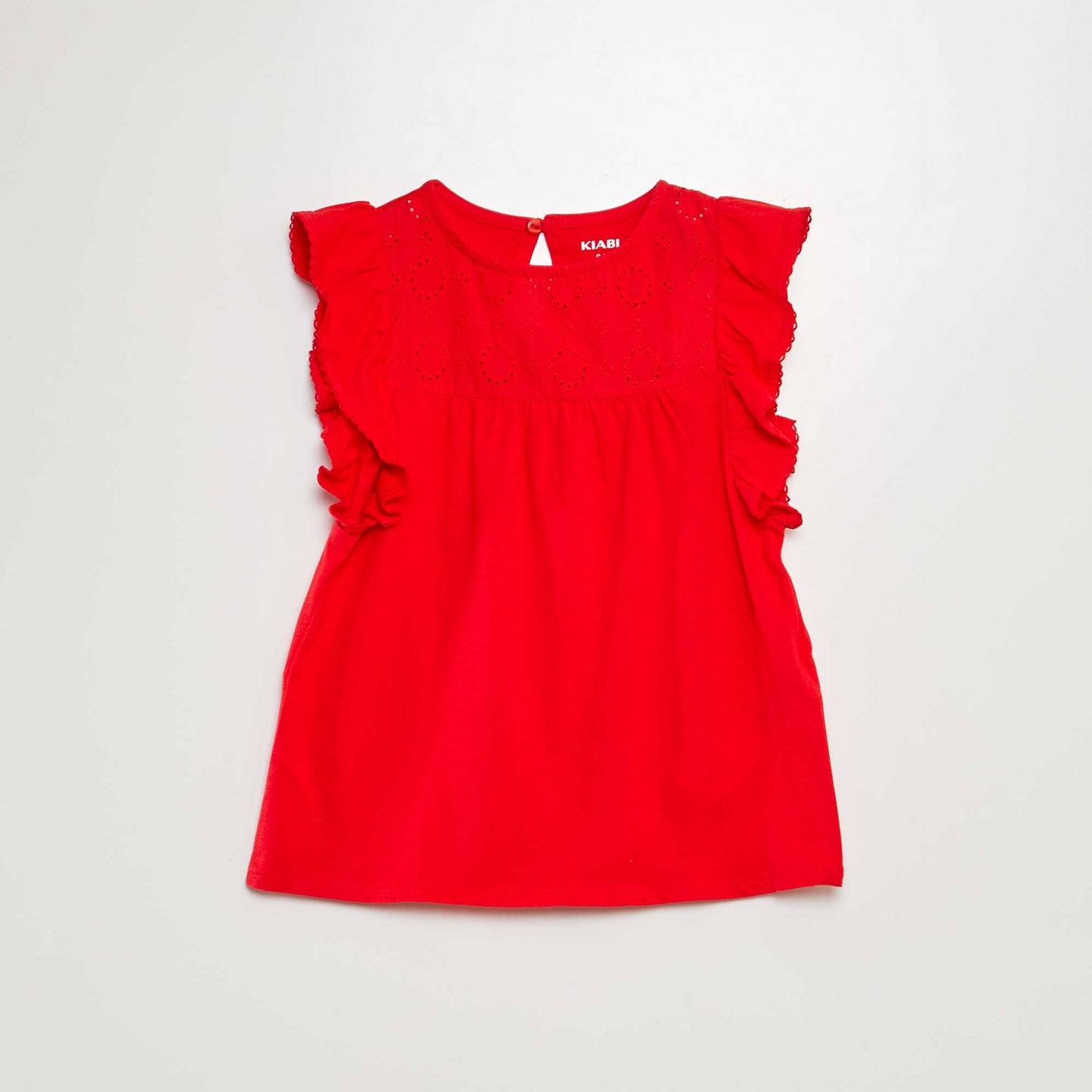 T-shirt en broderie anglaise ROUGE