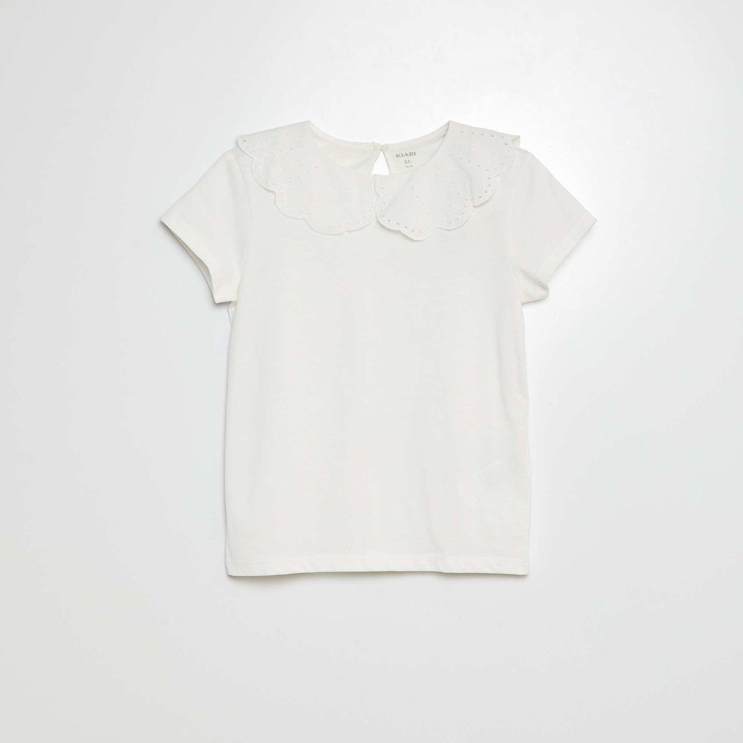 T-shirt à manches courtes avec broderies anglaises BLANC