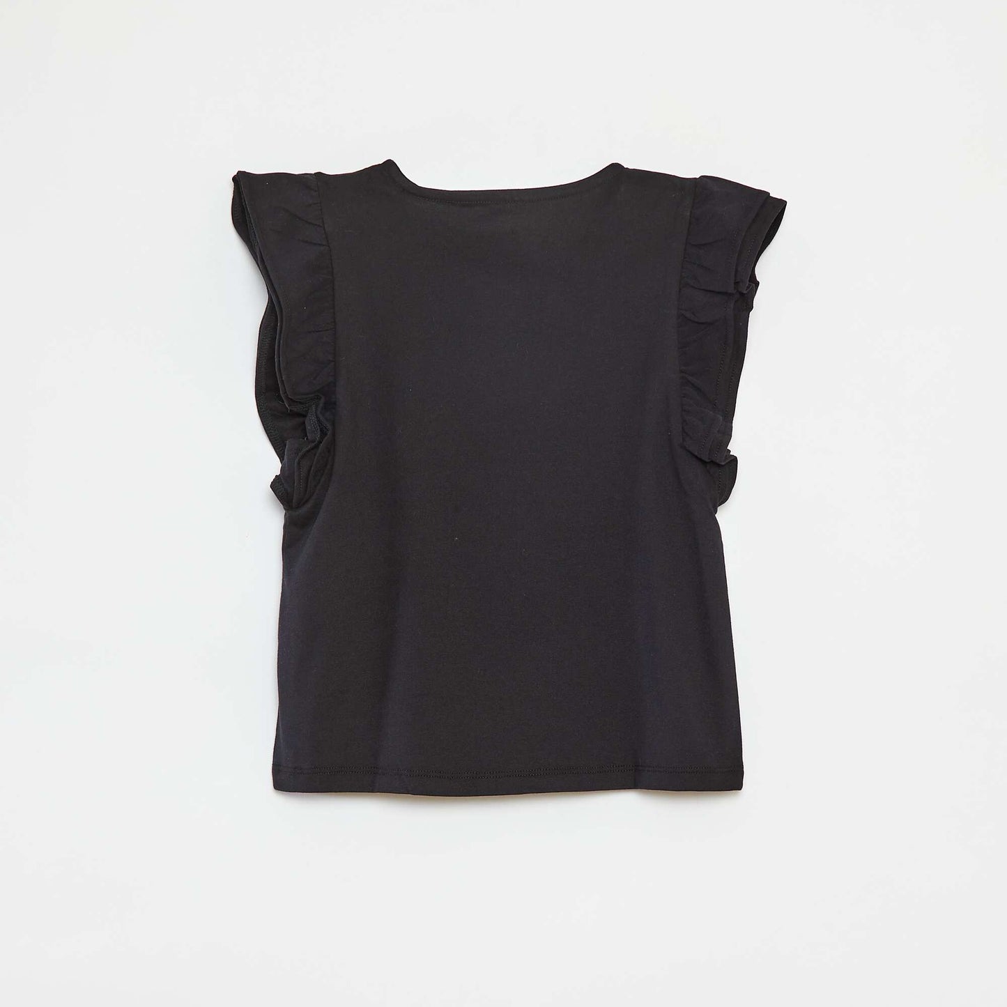 T-shirt à manches courtes volantées NOIR