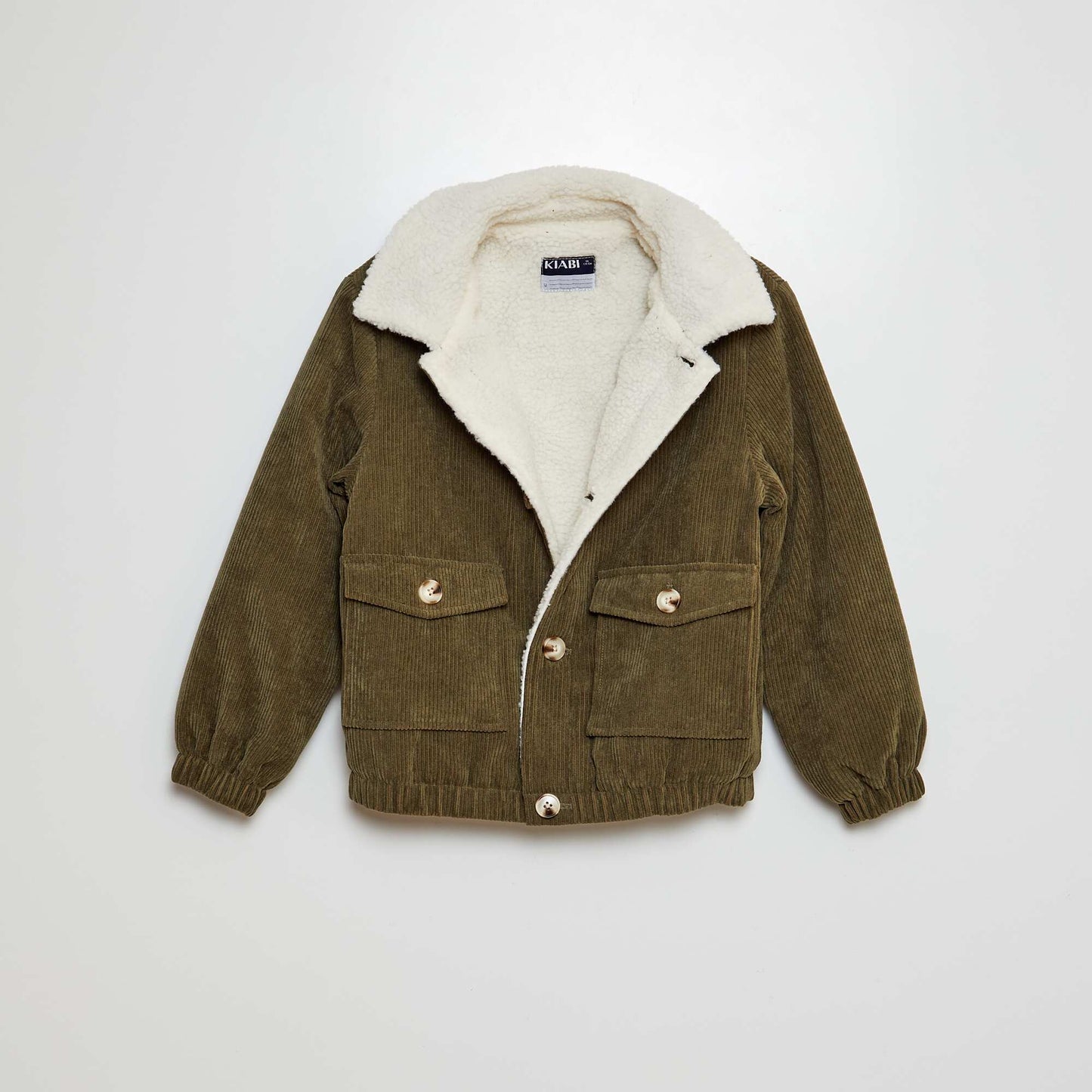 Blouson côtelé effet moutonné KAKI