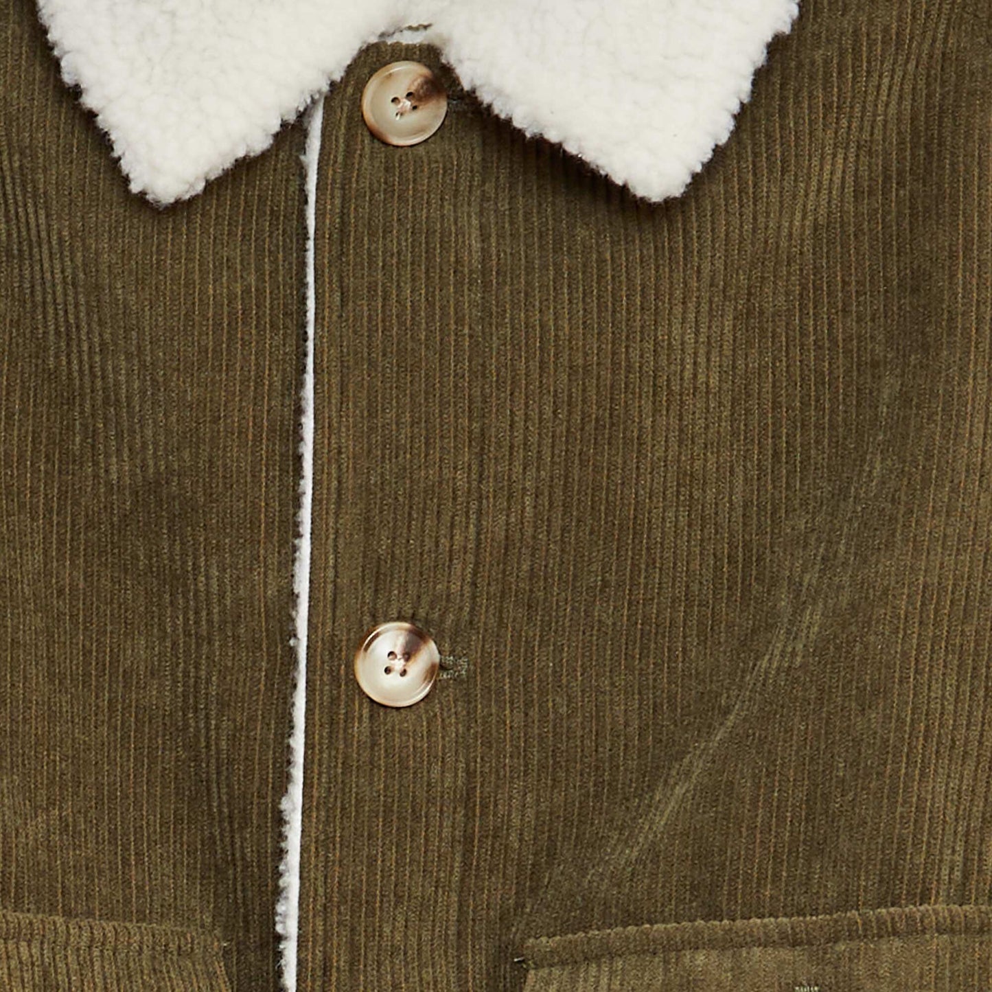 Blouson côtelé effet moutonné KAKI