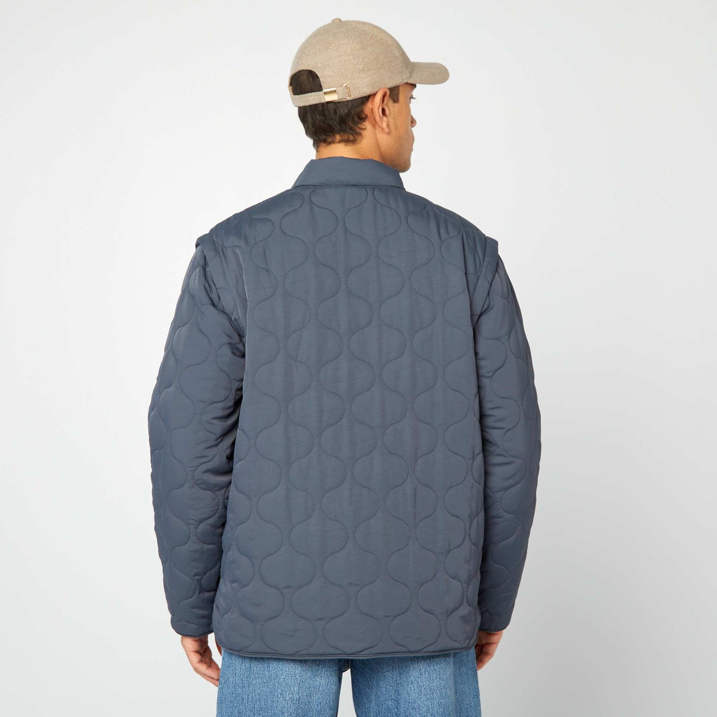 Doudoune quiltée manches amovibles BLEU MARINE