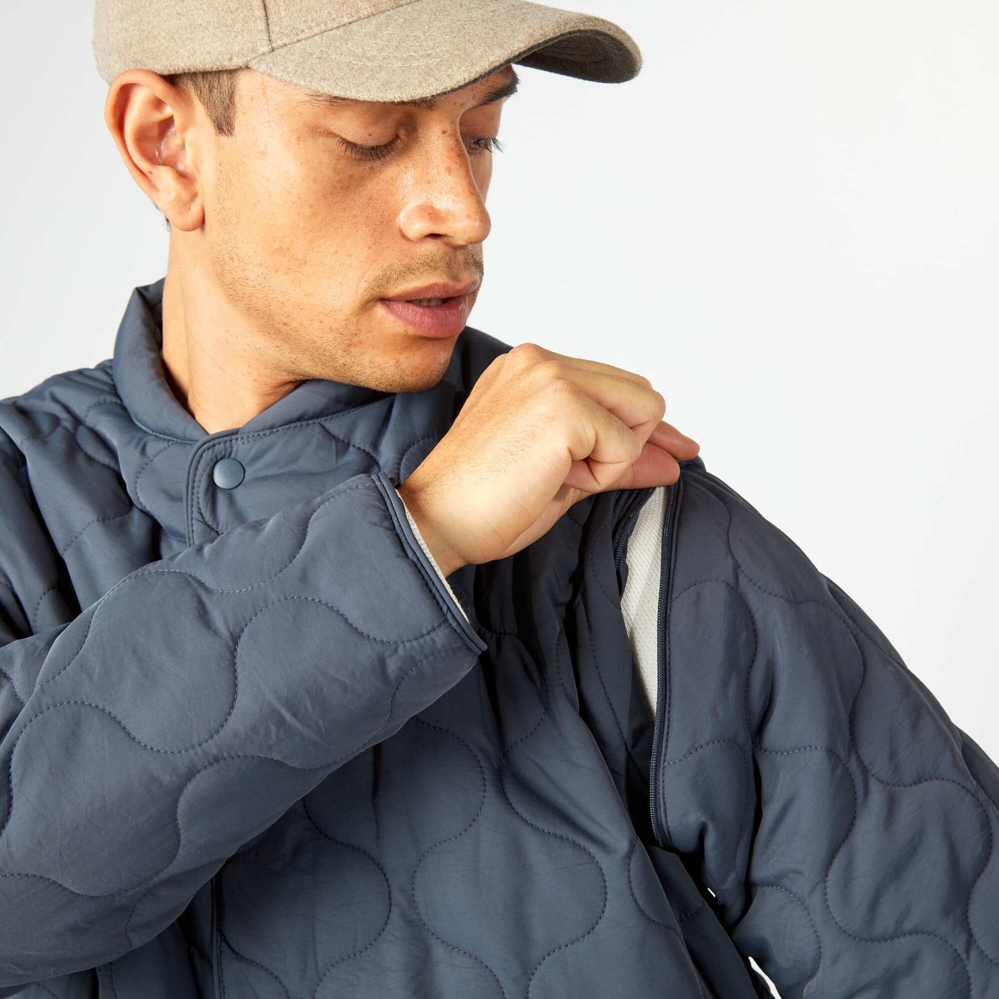 Doudoune quiltée manches amovibles BLEU MARINE