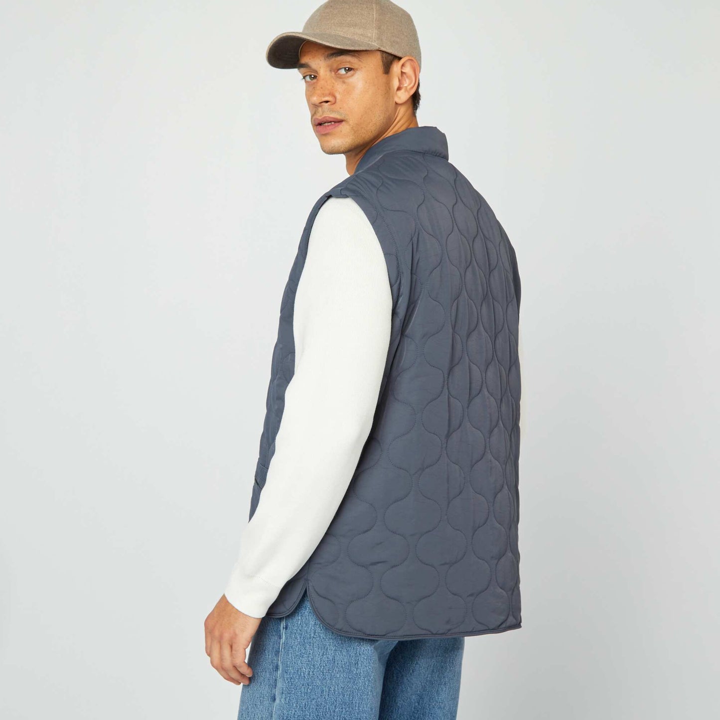 Doudoune quiltée manches amovibles BLEU MARINE