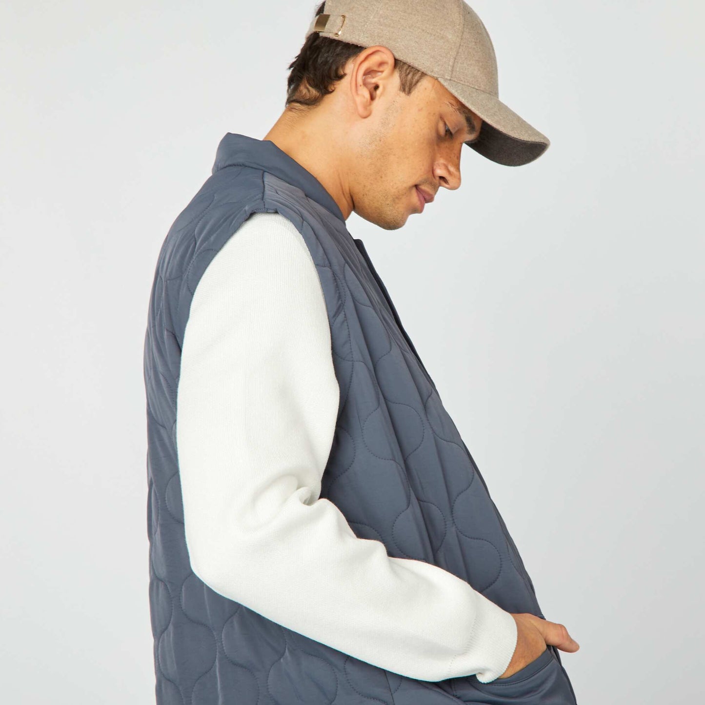 Doudoune quiltée manches amovibles BLEU MARINE