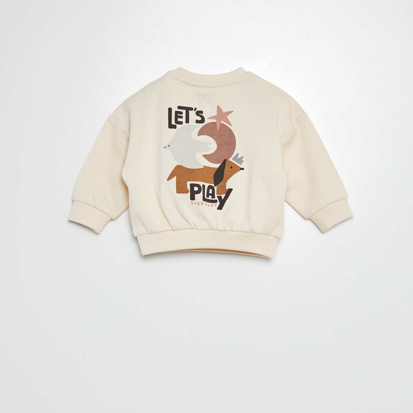 Sweat en molleton imprimé recto/verso BEIGE