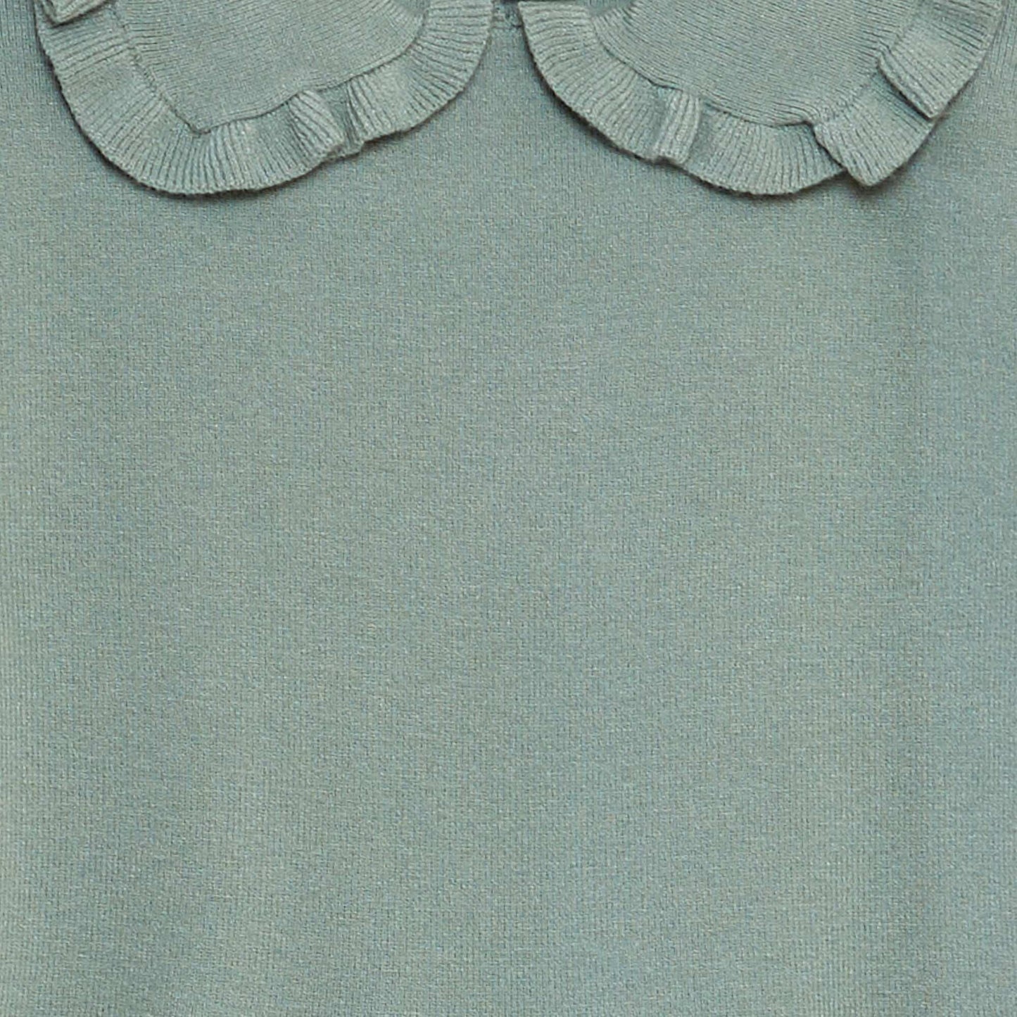 Robe pull en maille tricot col volanté Vert