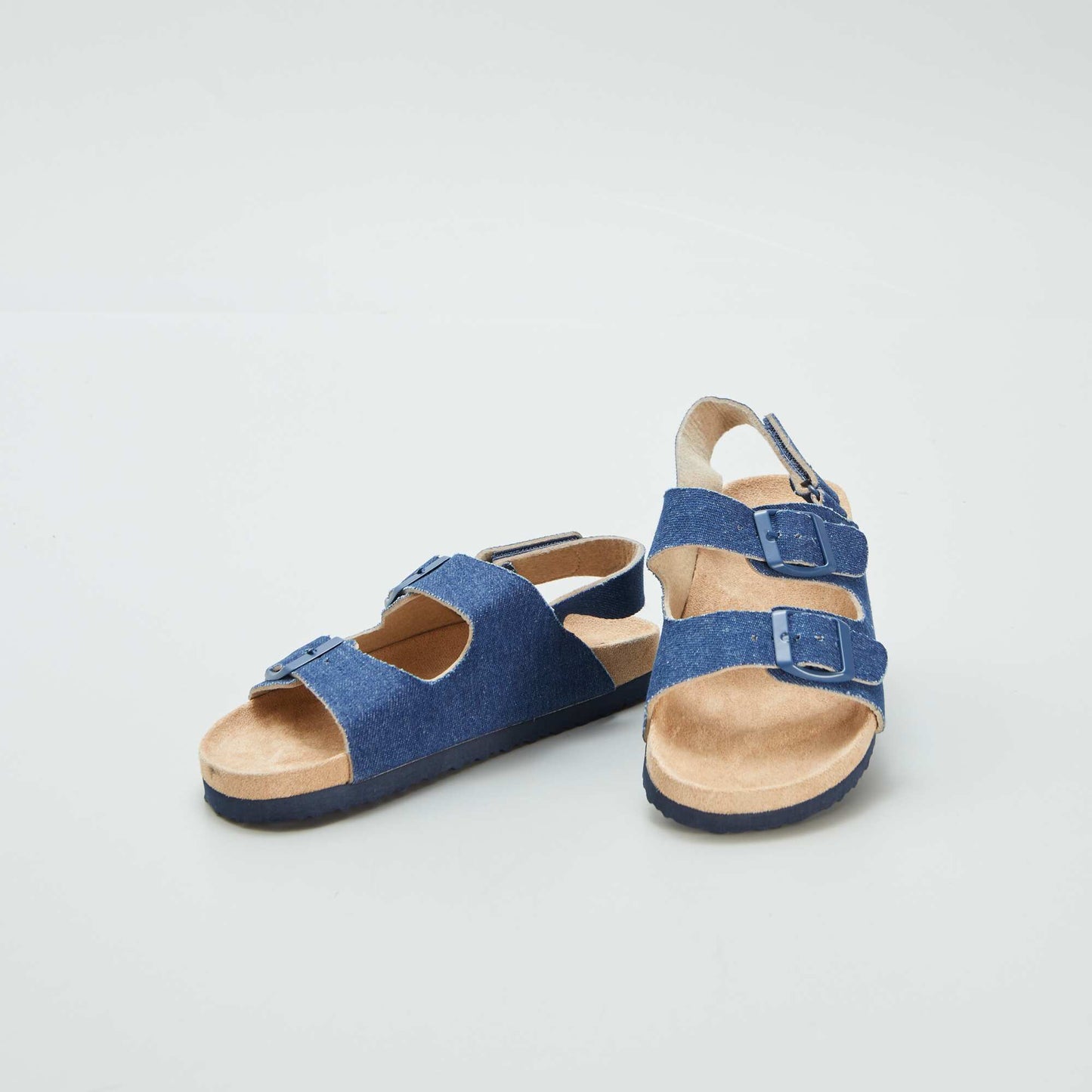 Mules en suédine à scratchs Bleu