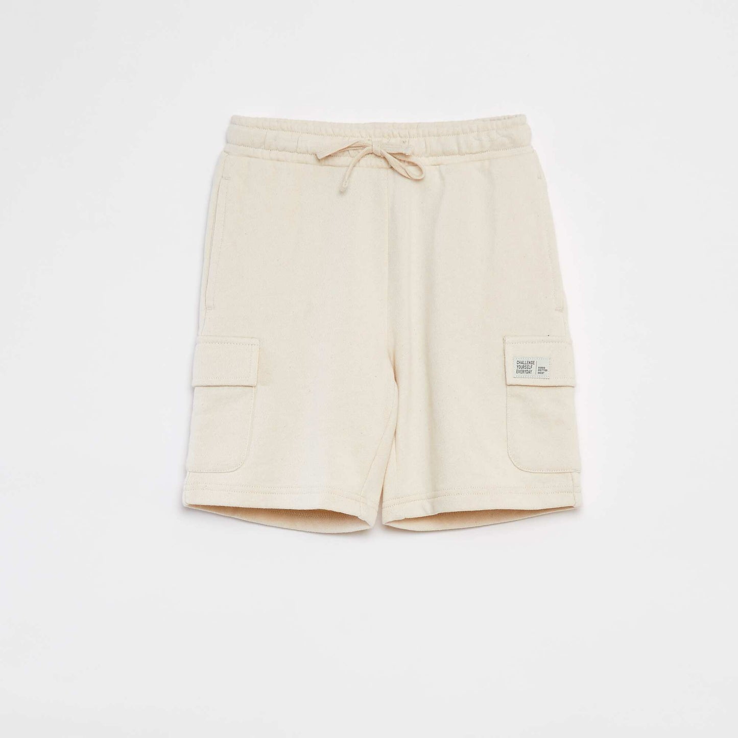 Short en molleton léger avec poche à rabat BLANC