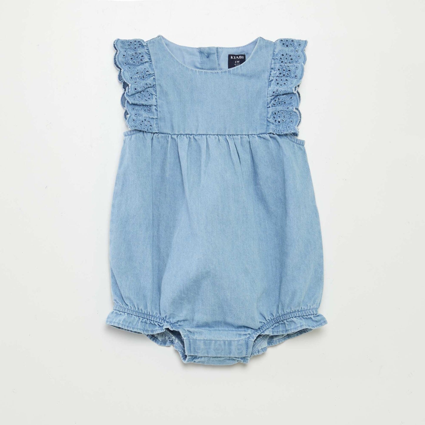 Combinaison en denim avec chaussettes et bandeau assortis - 3 pièces BLEU