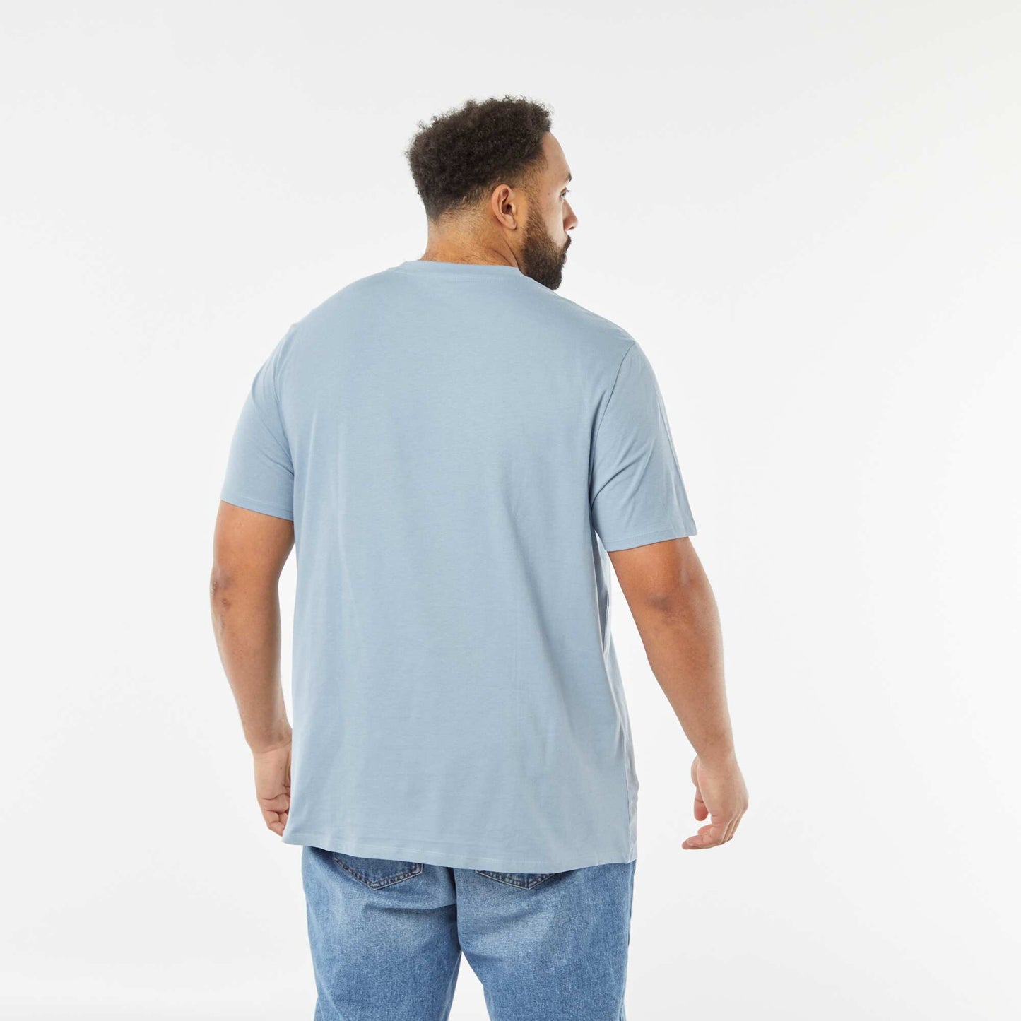 T-shirt en maille jersey imprimé avec manches courtes BLEU
