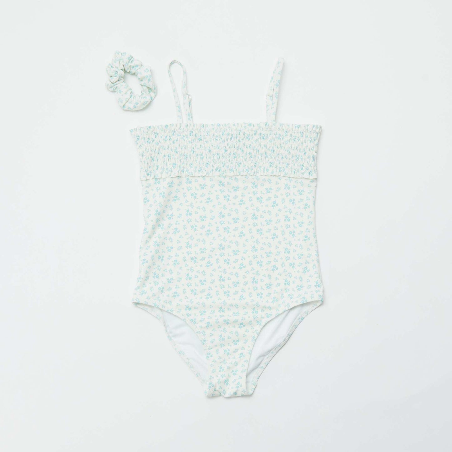 Maillot de bain 1 pièce à imprimé + chouchou - 2 pièces BLANC