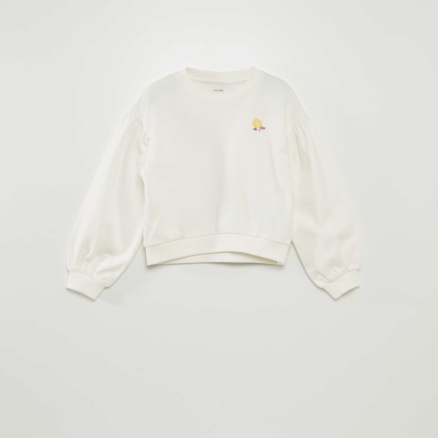 Sweat en molleton avec broderie poitrine BLANC