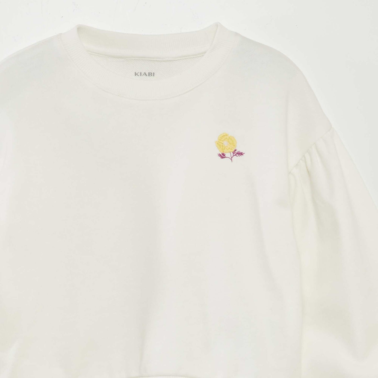 Sweat en molleton avec broderie poitrine BLANC