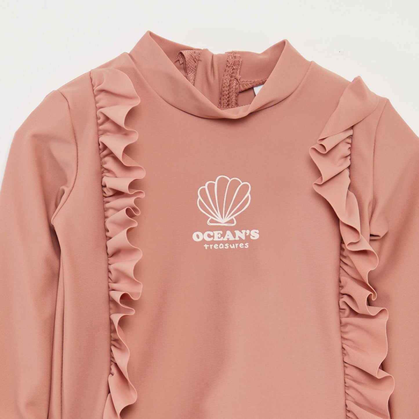 T-shirt de bain volanté à manches longues ROSE