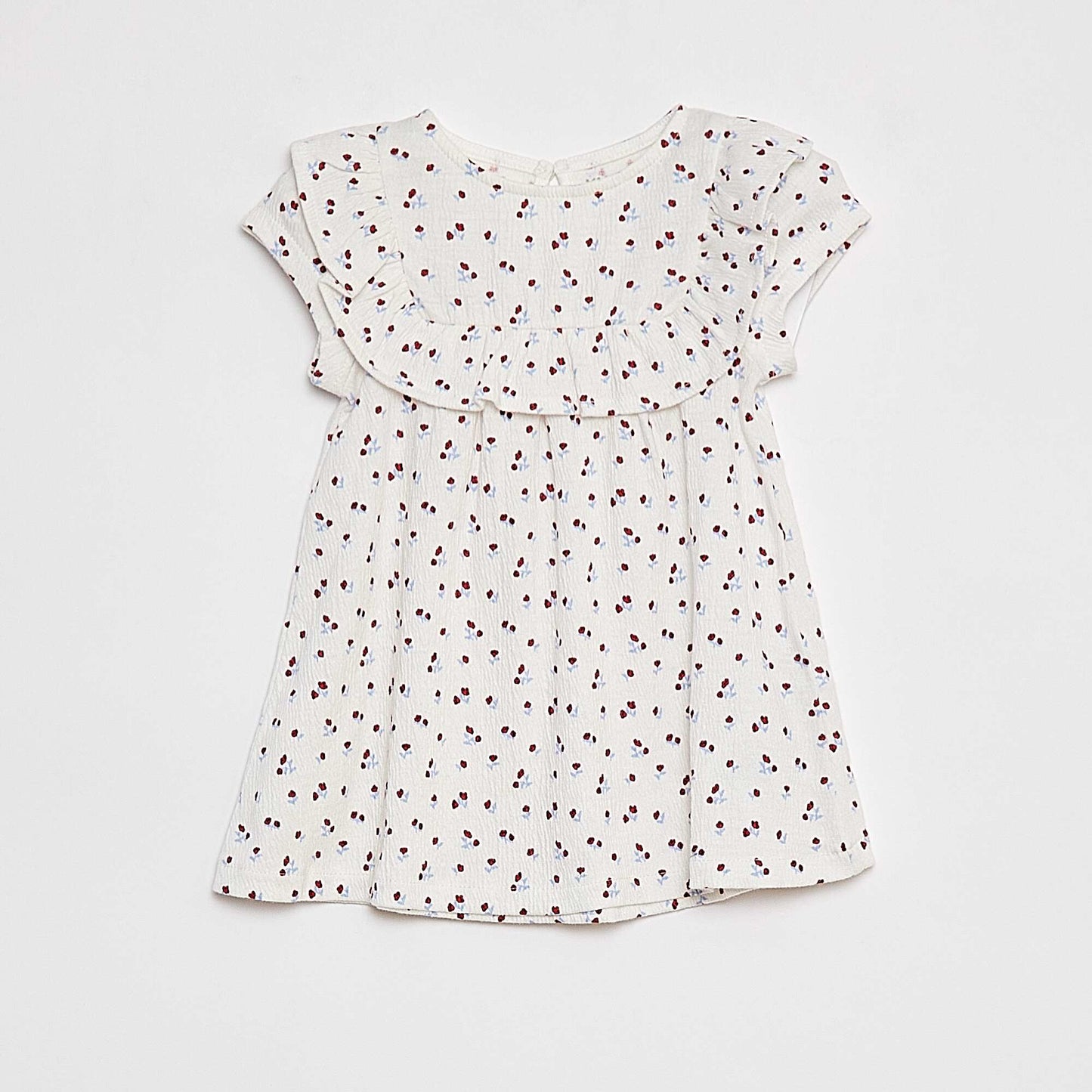 Robe volantée à manches courtes BLANC