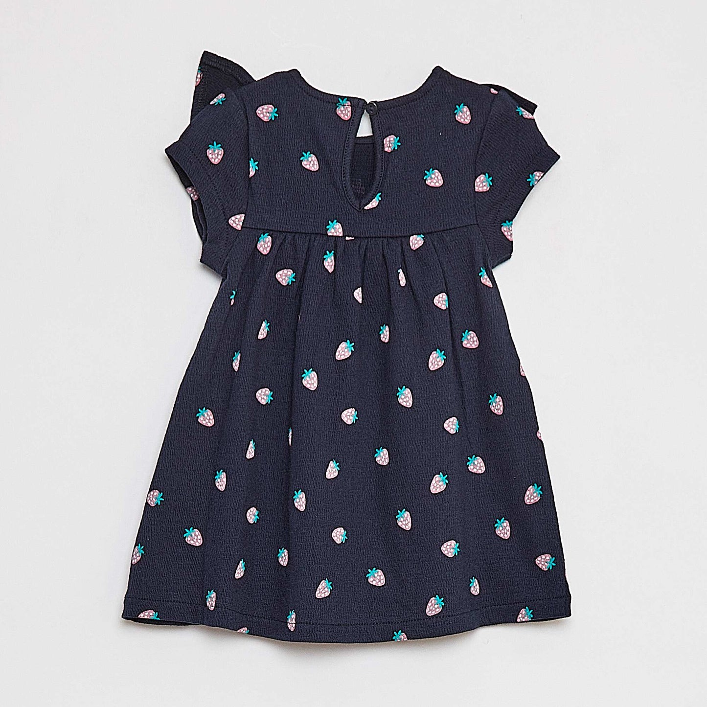 Robe volantée à manches courtes BLEU