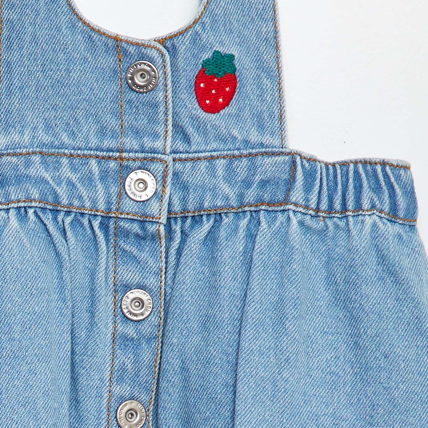Robe salopette en jean brodée BLEU