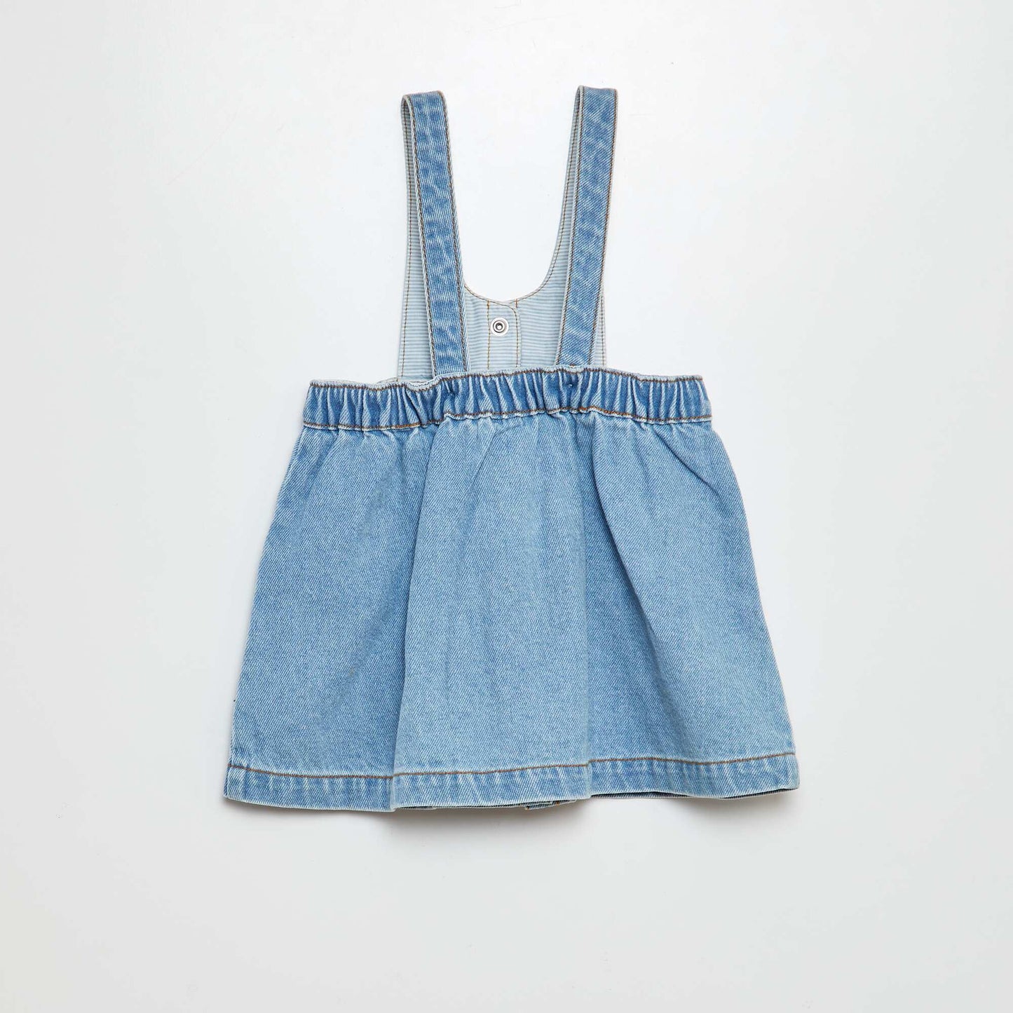 Robe salopette en jean brodée BLEU