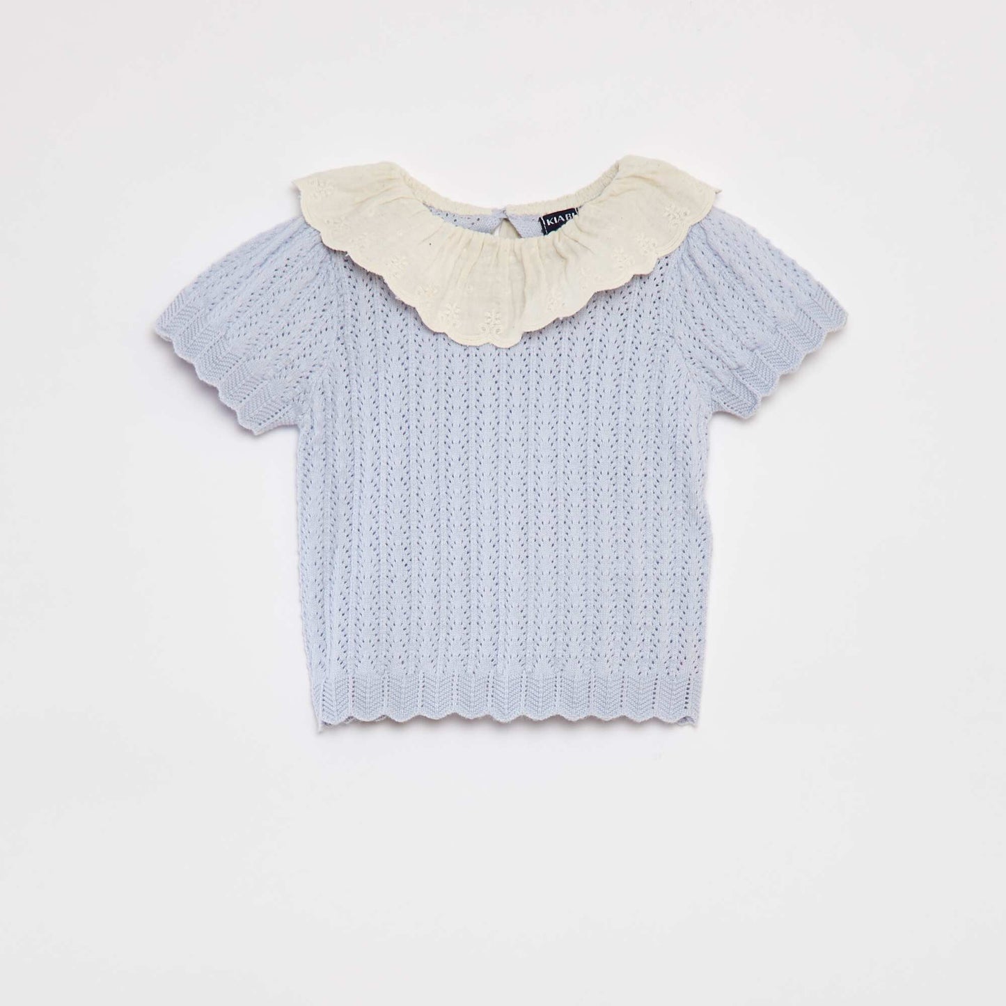 Ensemble t-blouse avec col fantaisiste + legging en tricot BLEU